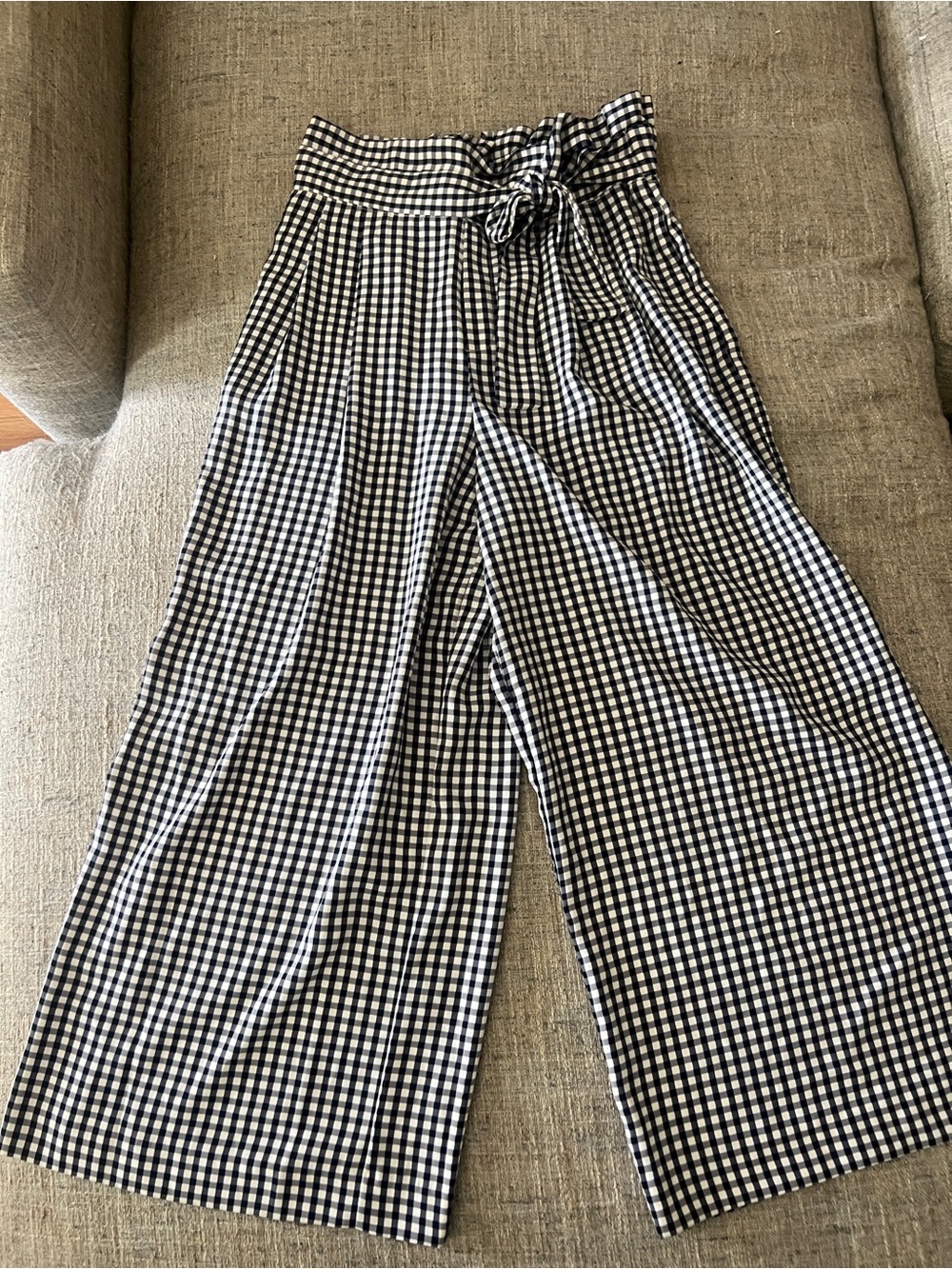Zara Gingham Wide Leg Pants